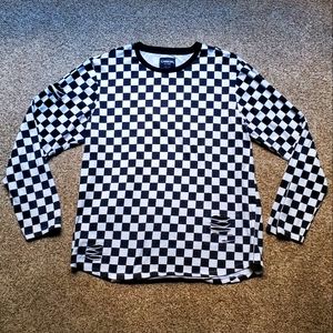 Rue21 Checkered Rip and Repair Sweatshirt